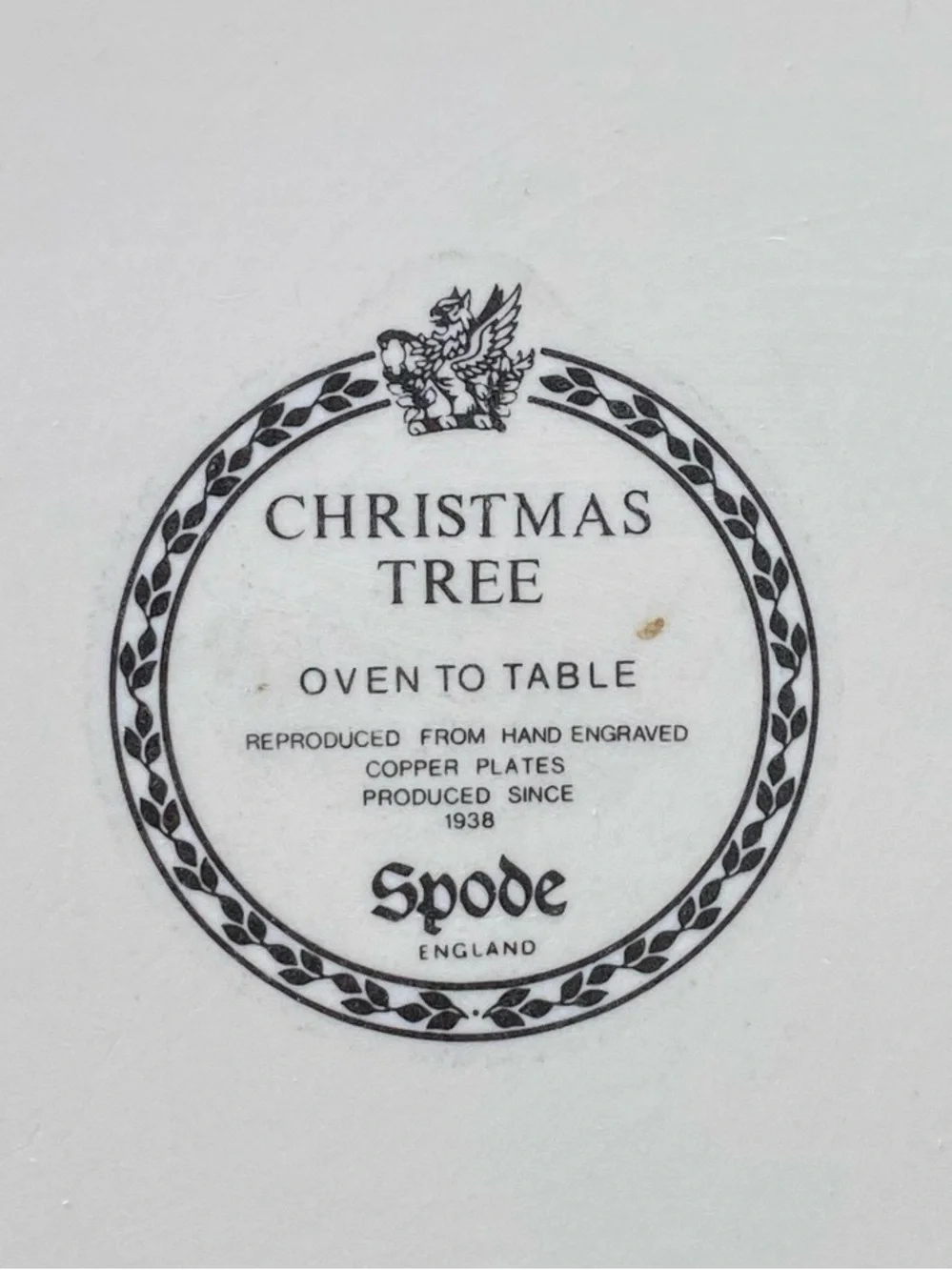 Vintage Spode Christmas Tree Quiche Tart Dish 8.5” Oven To Table England